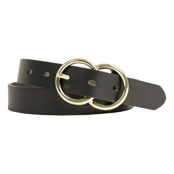 Time and Tru Women's Double Circle Buckle Belt, Black | Walmart (US)