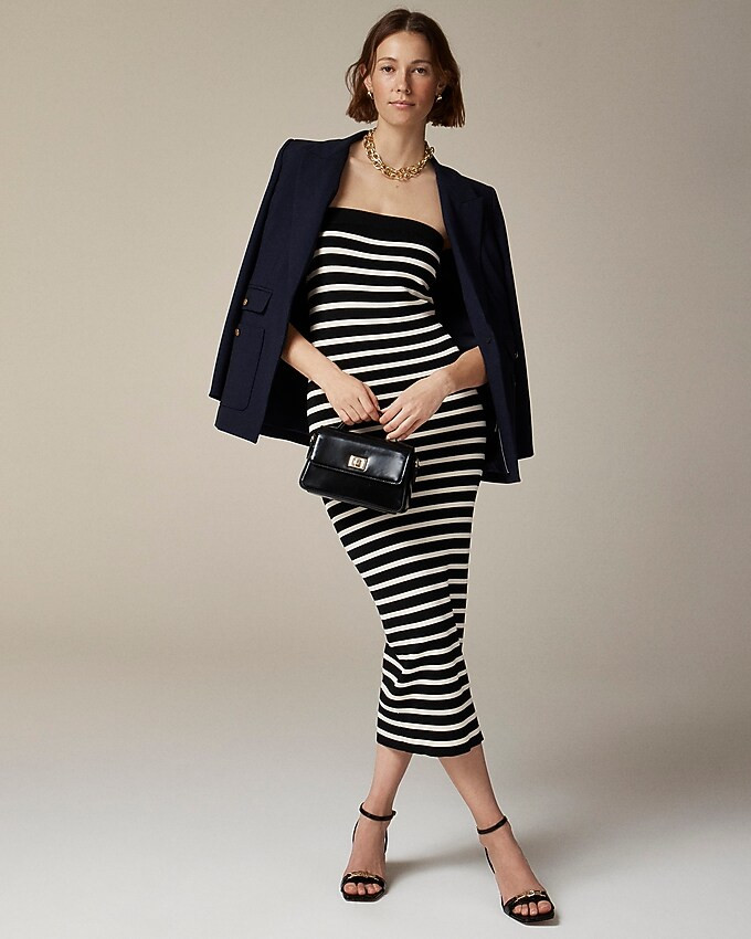 Cyan strapless sweater-dress in stripe | J. Crew US