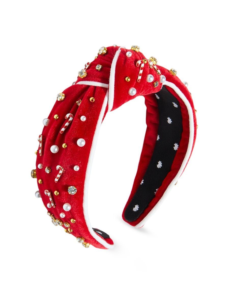 Candy Cane Embellished Velvet Knotted Headband | Saks Fifth Avenue