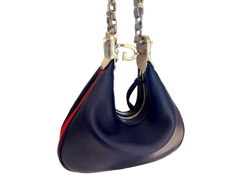 Gucci Attaché Small Shoulder Bag Navy Leather | JTV Jewelry