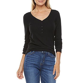 a.n.a Womens Henley Neck Long Sleeve Henley Shirt | JCPenney