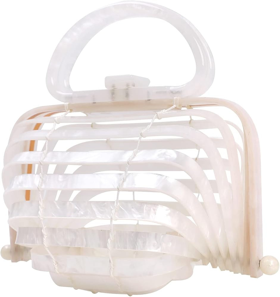 sorozien Womens Acrylic Clutch Folding Tote Bag Handmade Beach Handbag | Amazon (US)