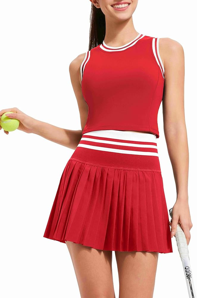 Two Piece Tennis Skirt Set for Women High Waisted Pleated Athletic Golf Skirt Sets Women 2 Piece ... | Amazon (US)