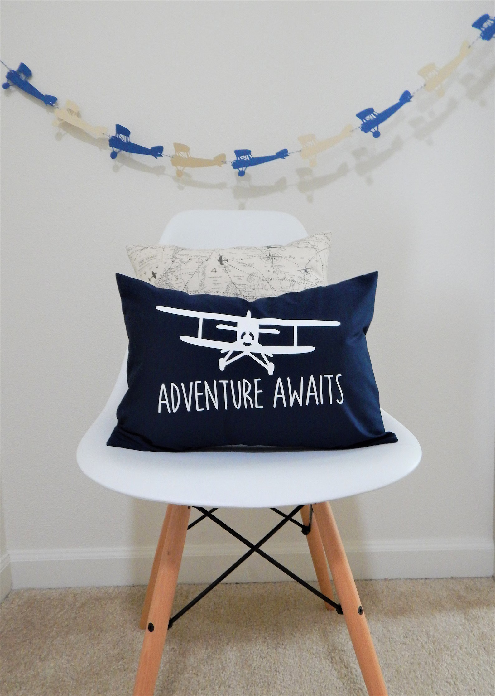 Plane Pillow Adventure Awaits Pillow Nursery Decor Baby Shower - Etsy | Etsy (US)