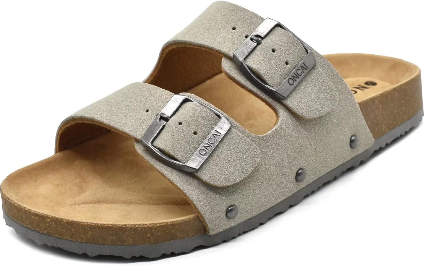 ONCAI Womens Flat Slide Sandals with Arch Support 2 Strap Adjustable Buckle Slip on Slides Shoes ... | Amazon (US)