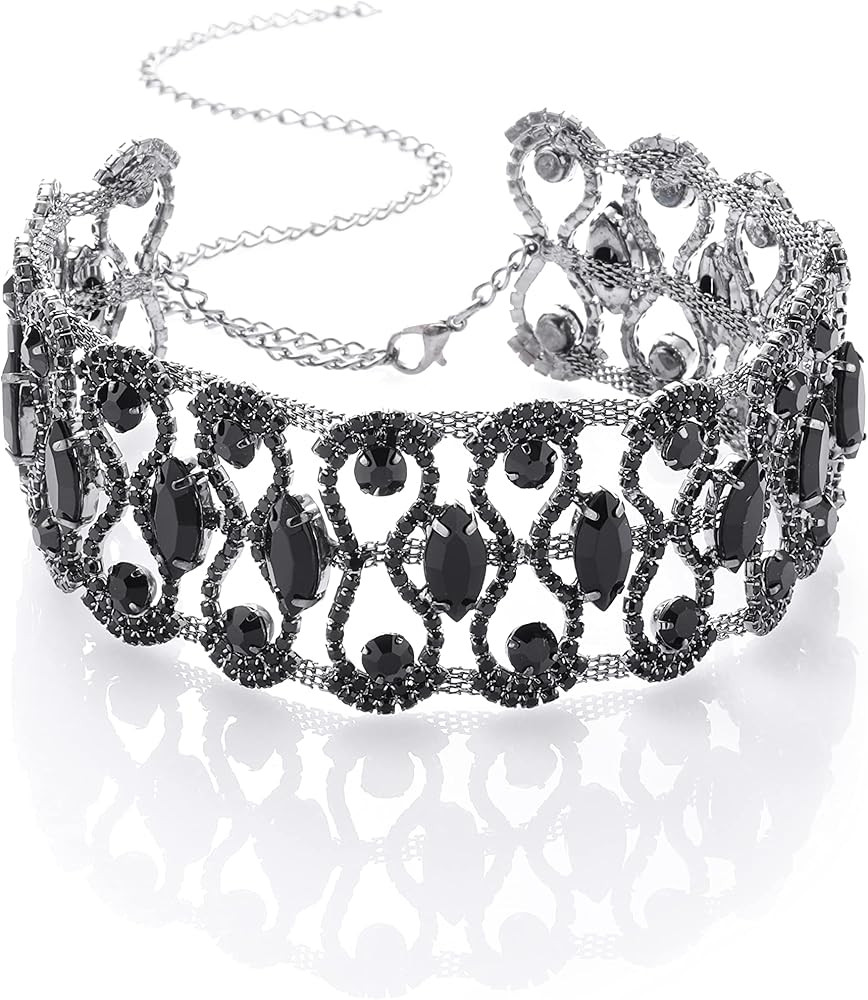 CanB Rhinestone Necklace Choker Black Crystal Collar Wedding Bridal Choker Sparkly Neck Jewerly A... | Amazon (US)