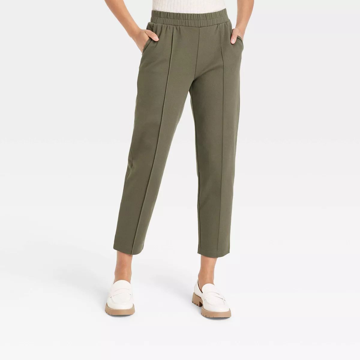 Women's High-Rise Regular Fit Tapered Ankle Knit Pants - A New Day™ | Target