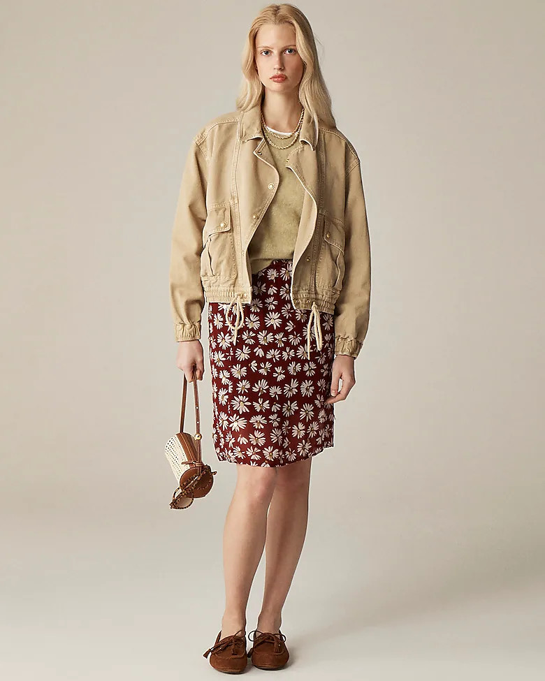 Garment-dyed flight jacket in durable twill | J. Crew US