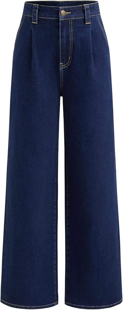 CIDER Jeans for Women High Waist Wide Leg Jeans Straight Leg Trousers Baggy Denim Pants with Pock... | Amazon (US)