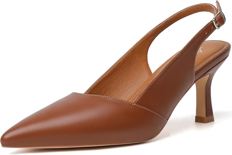 Mostrin Kitten Heels for Women Slingback Pointed Closed Toe Heels Women's Pumps Shoes for Wedding... | Amazon (US)