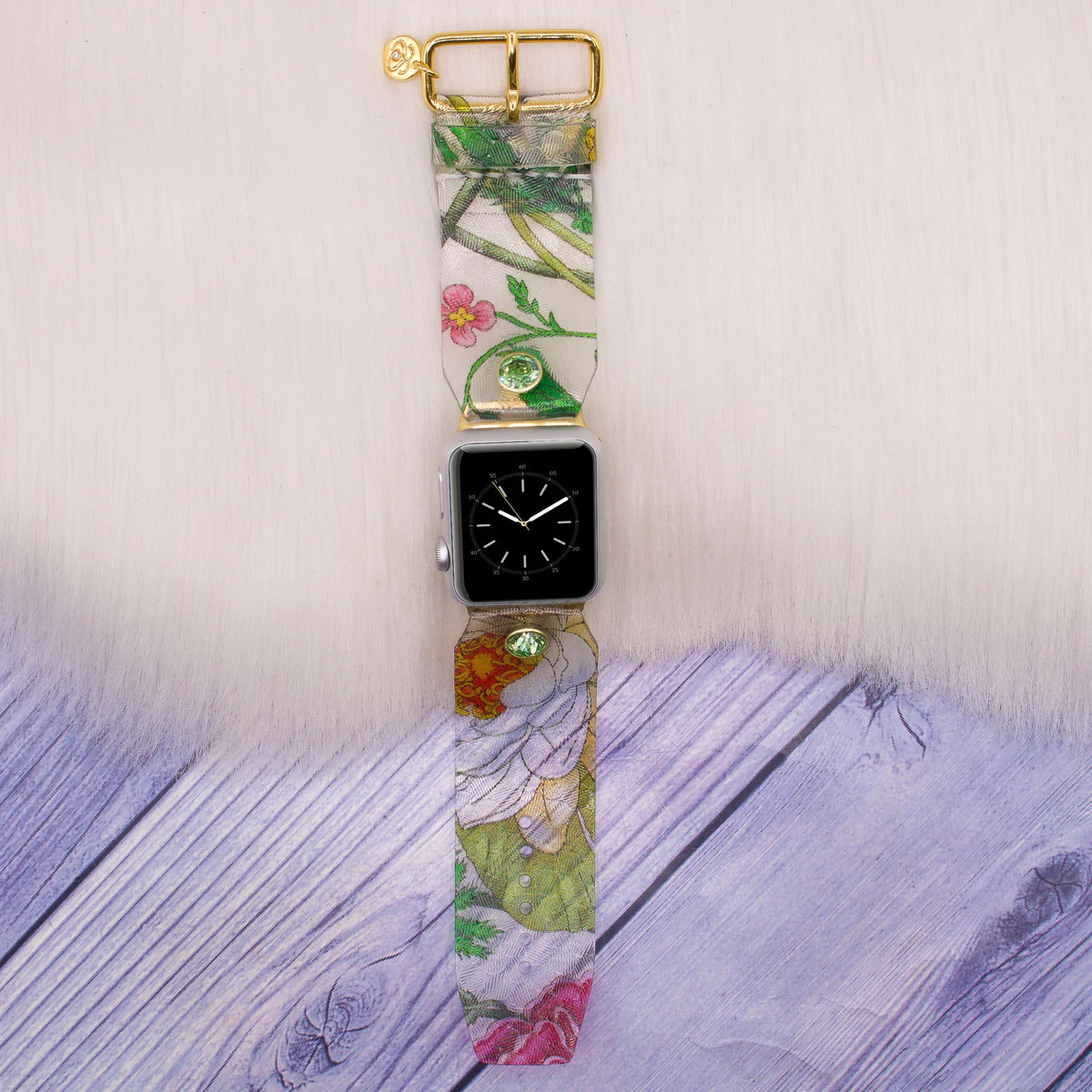 Upcycled Crystal Gucci Floral Customizable Waterproof Watchband | Sparkl