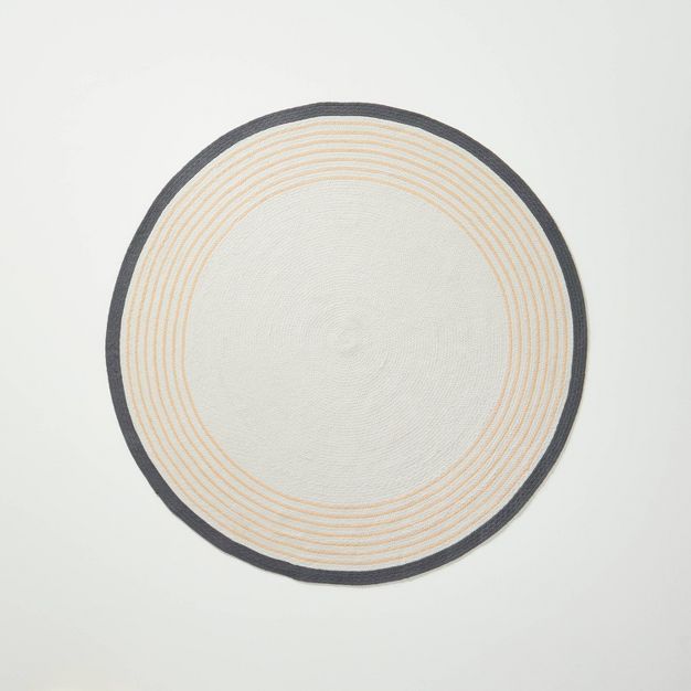 Round Border Stripe Braided Area Rug Neutral - Hearth & Hand™ with Magnolia | Target