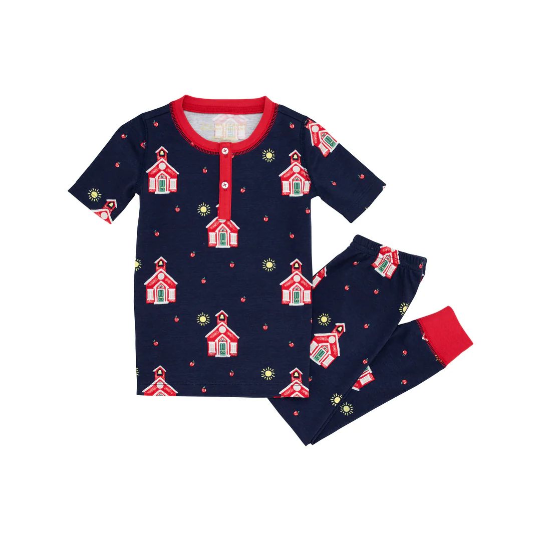 Sutton's Short Sleeve Set (Unisex) - Happy Little School House with Richmond Red | The Beaufort Bonnet Company