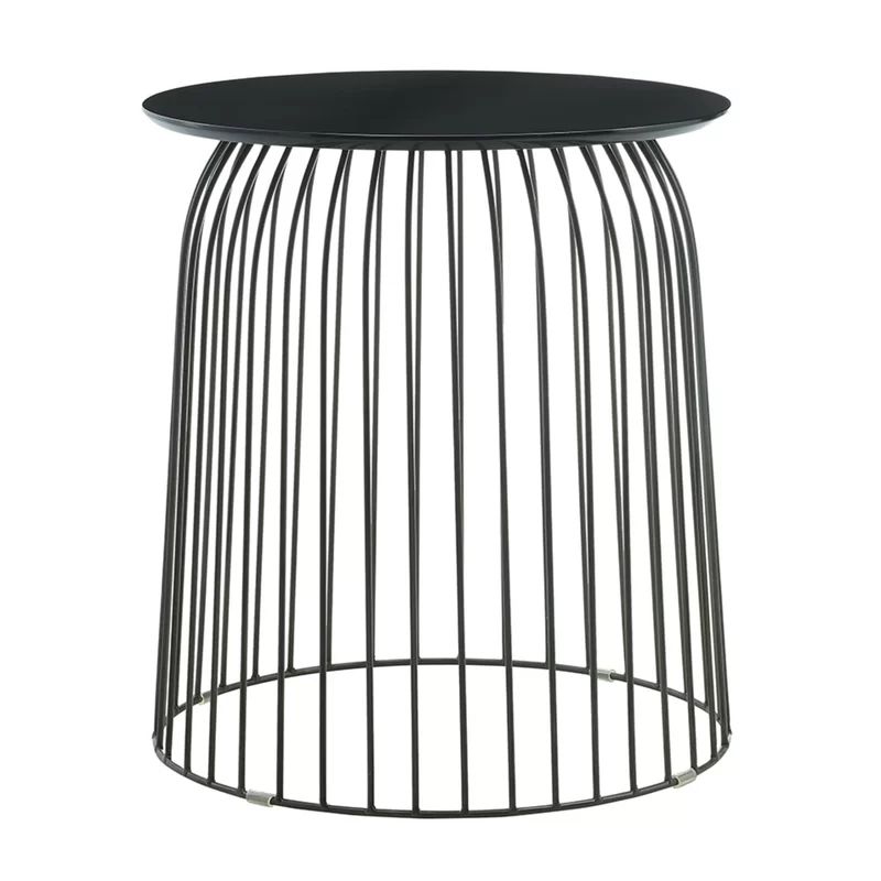 Tommy Hilfiger Wallace Geometric Accent Side Table with Black Metal Cage Design | Wayfair Professional
