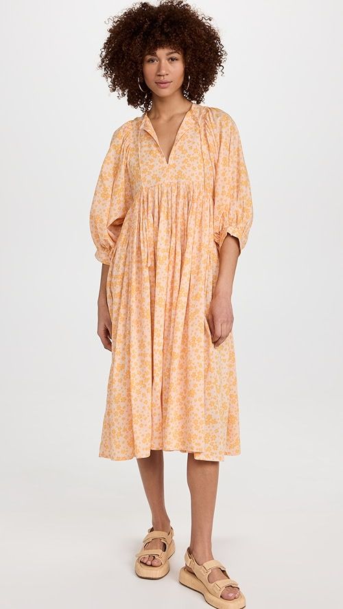 Ditsy Blouson Sleeve Midi Dress | Shopbop