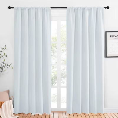 NICETOWN Thermal Insulated Grayish White Curtains 2 Panels 52"x84" Rod Pocket Blackout Noise Reducing for Living Room | Target