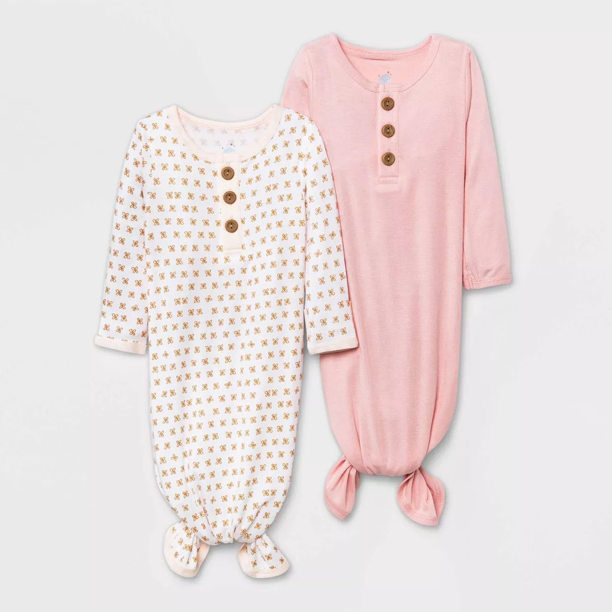 Baby Girls' 2pk Modal Blend Tie NightGown - Cloud Island™ Pink | Target