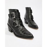 Kurt Geiger Denny black croc effect black ankle boots with buckle detail - Black | ASOS IE