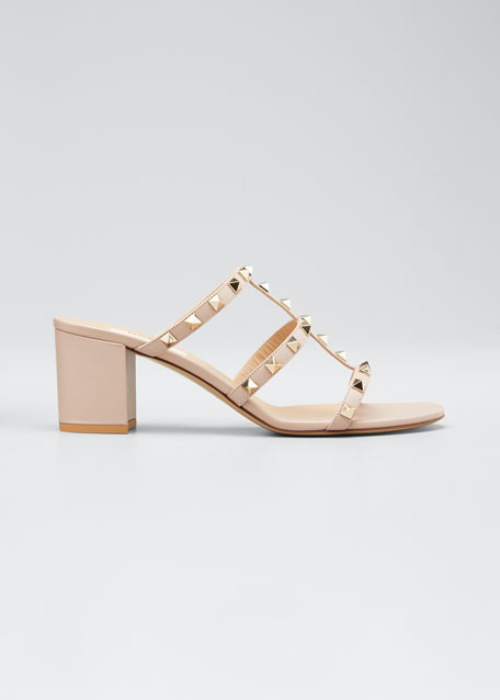 Valentino Garavani Rockstud Caged 60mm Slide Sandals | Bergdorf Goodman