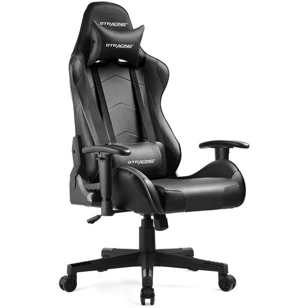 GTRACING Gaming Chair Office Chair in Home Leather with Adjustable Headrest and Lumbar Pillow, Bl... | Walmart (US)
