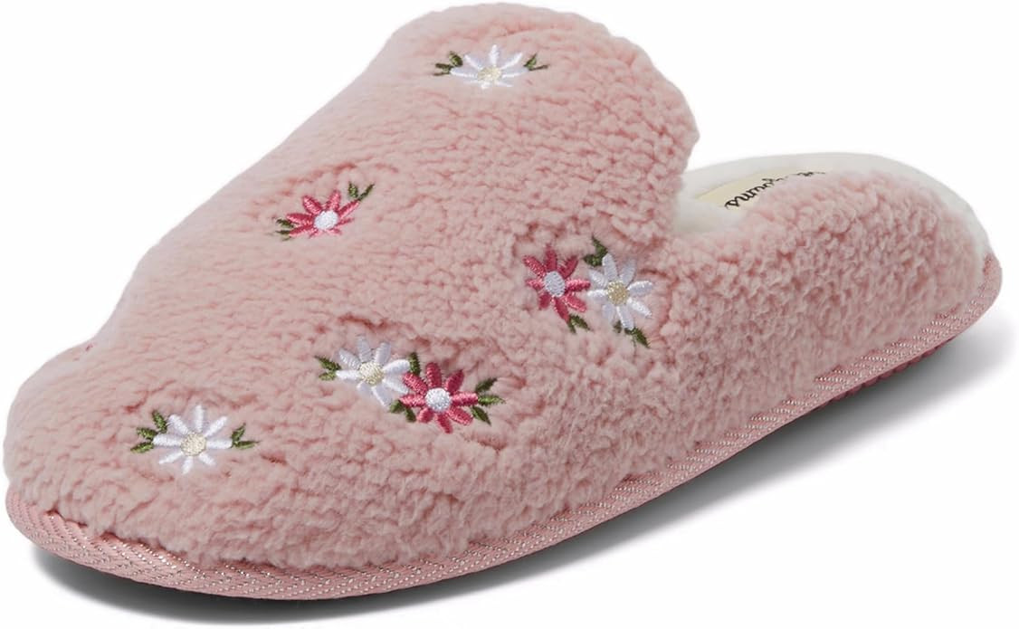 Dearfoams Pink Fuzzy Heart Valentines Slippers for Women | Amazon (US)