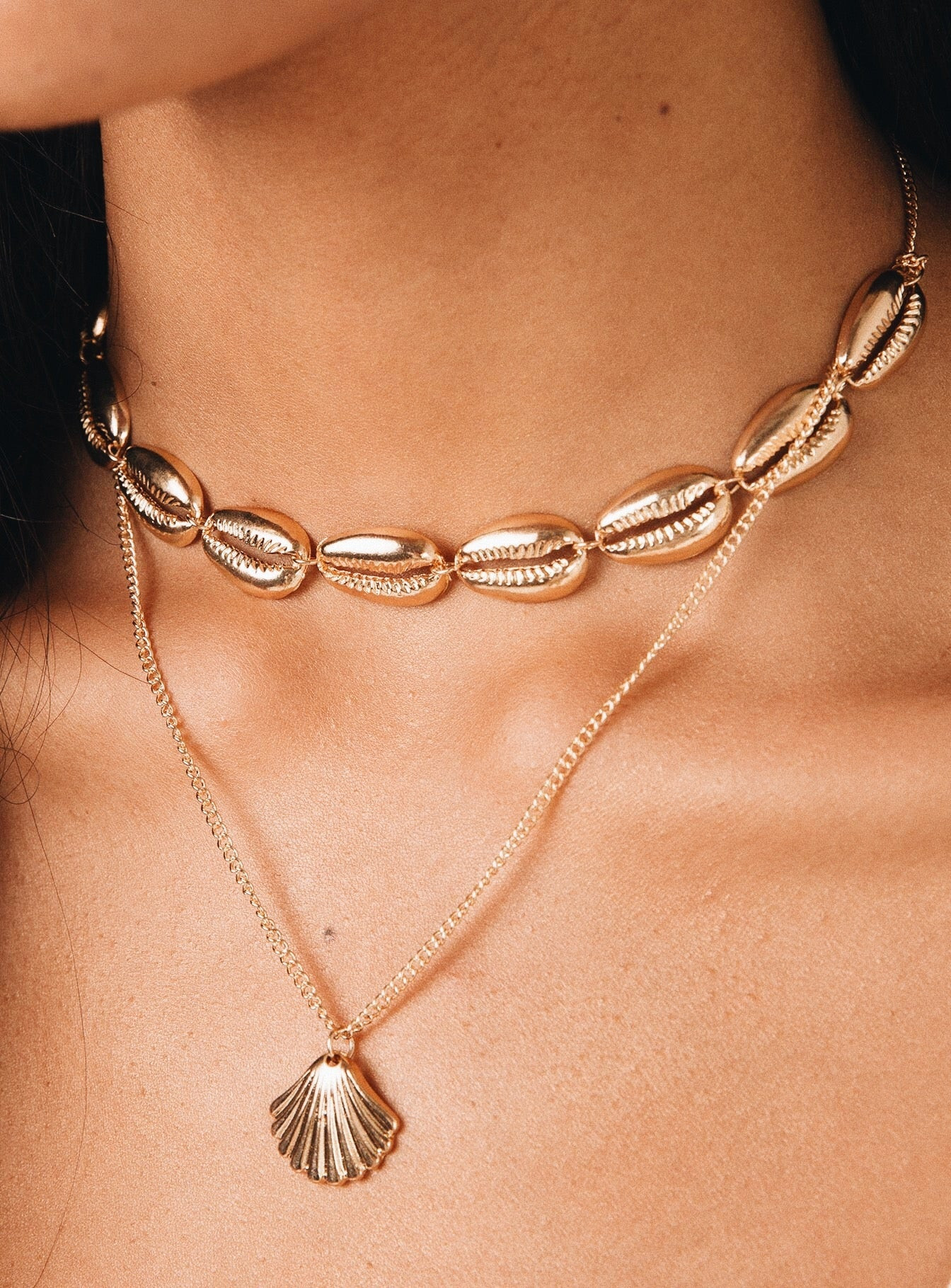 Seashell Layered Necklace Gold | Princess Polly AU