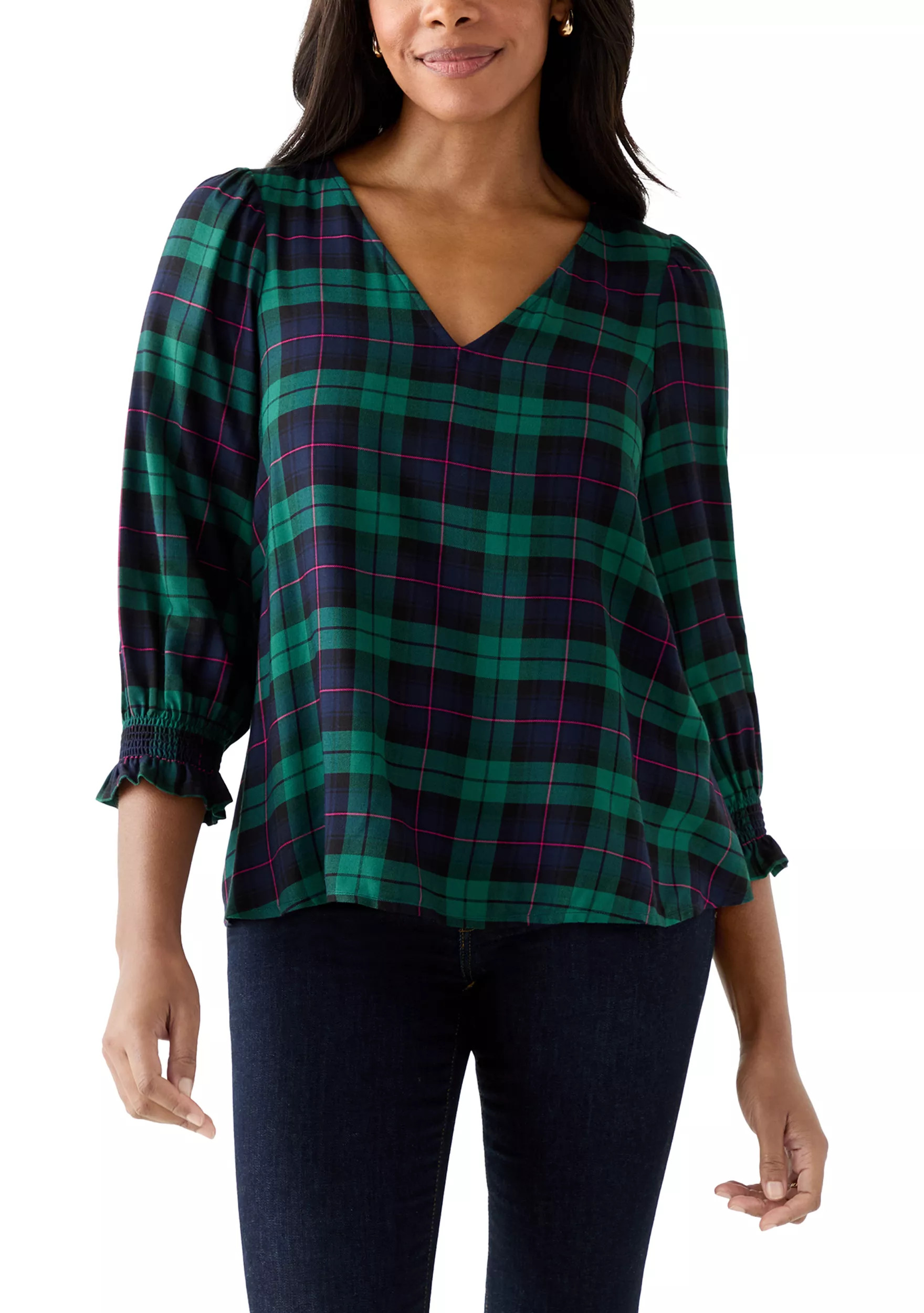 Women's 3/4 Sleeve Woven Print Blouse | Belk