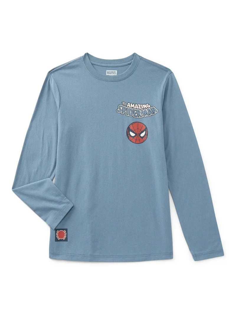 Spider-Man, Boys' & Big Boys' Graphic Long-Sleeve T-Shirt, Here Comes Spidey, Sizes 4-18 | Walmart (US)