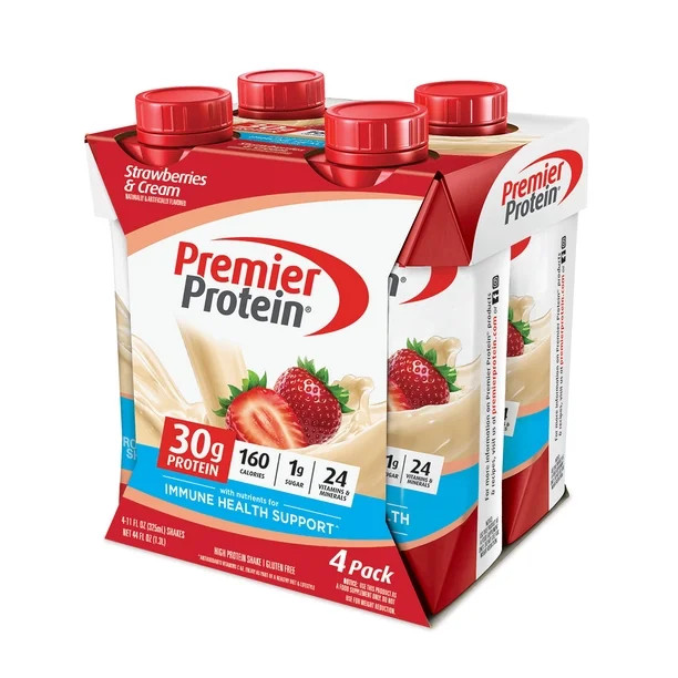 Premier Protein Shake, Strawberries & Cream, 30g Protein, 11 fl oz, 4 Ct | Walmart (US)