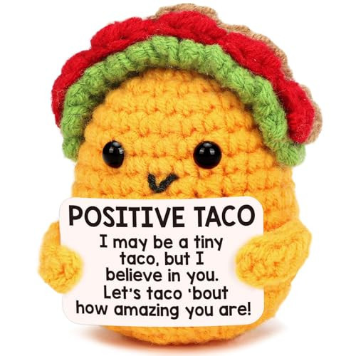 Positive Crochet Taco Animals Christmas Stocking Stuffers for Teen Boys Girls Women Birthday Gifts Friends Friendship Sister Relaxation Self Care Get Well Emotional Inspirational Support Pickle Potato | Amazon (US)