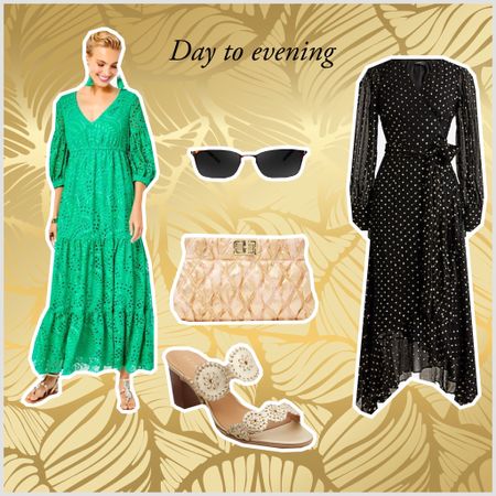 Day to evening outfit ideas. Receive gift with purchase from the dress on the left and the dress on the left is on sale and would make a great New Year’s Eve dress. Sheep’s are also on sale 25% off. Free shipping on sunglasses 

#LTKSeasonal #LTKHoliday #LTKsalealert