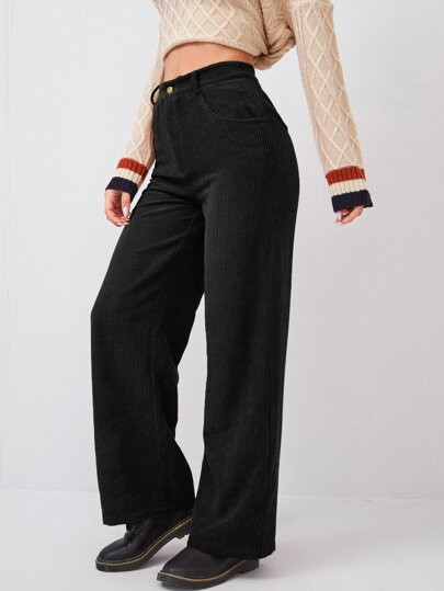 SHEIN Wide Leg Corduroy Pants | SHEIN