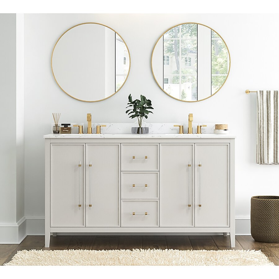 Origin 21 Alise 60-in Agreeable Gray Undermount Double sink Bathroom Vanity with White Engineered... | Lowe's