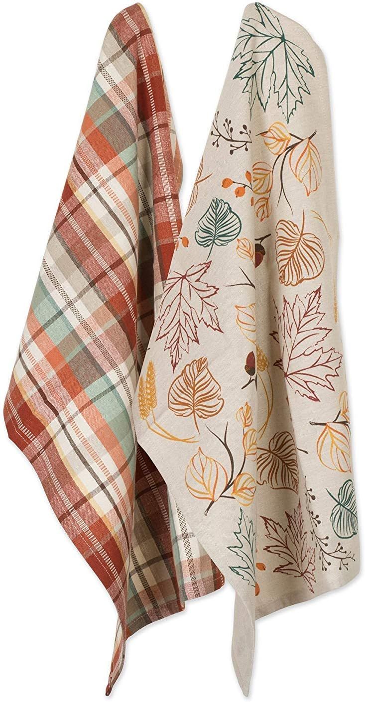 DII Fall Basics Kitchen Dishtowel Collection Printed & Plaid Fall Dish Towel Set, 18x28, Autumn L... | Amazon (US)