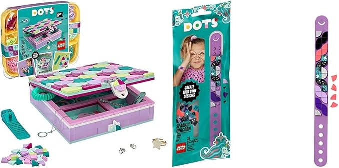 LEGO DOTS Jewelry Box 41915 and Sparkly Unicorn Bracelet 41902 DIY Craft Decorations Bundle | Amazon (US)