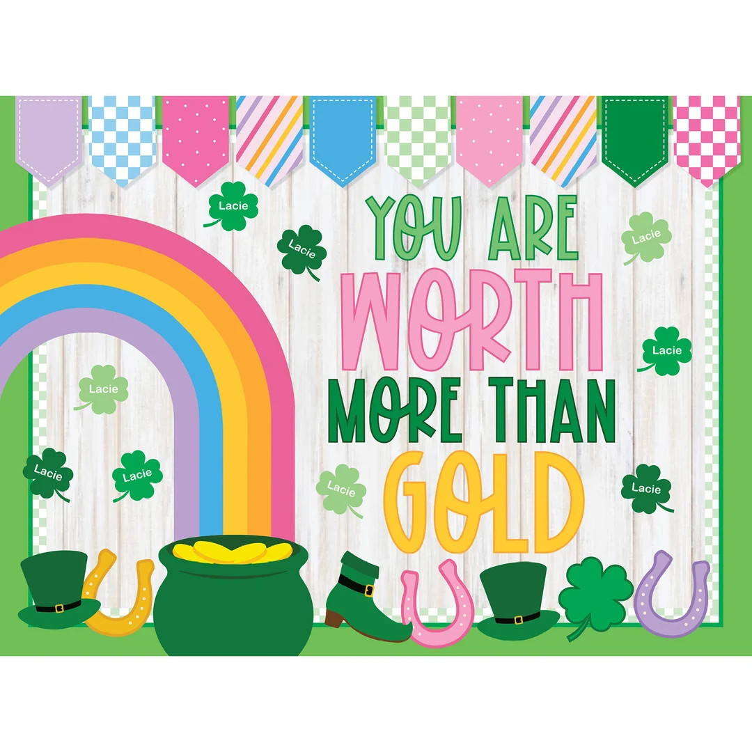 St. Patrick's Day Bulletin Board Kit. You Are Worth More Than Gold. March Classroom Door Decor Cl... | Etsy (US)