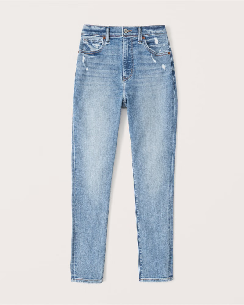 Women's Ripped High Rise Super Skinny Ankle Jeans | Women's Up To 50% Off Select Styles | Abercro... | Abercrombie & Fitch (US)