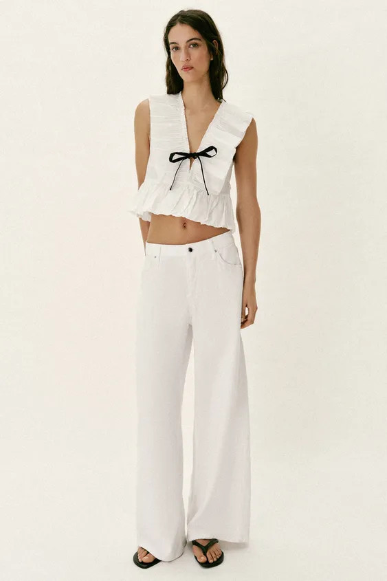 PLEATED RUFFLE BOW TOP | Zara Canada