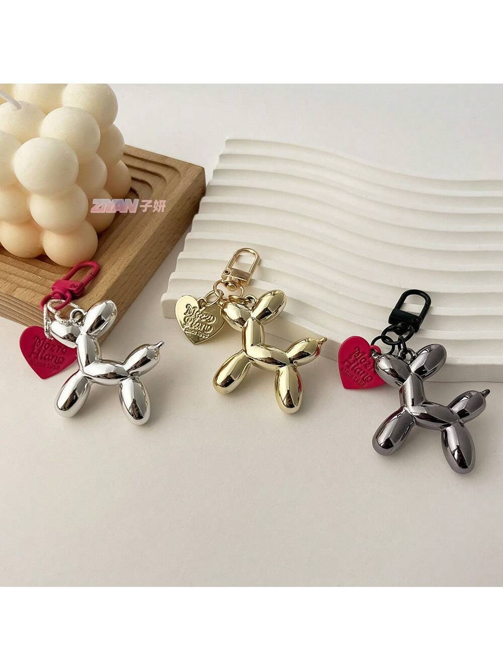 Heart Balloon Dog Shaped Keychain For Couple Diy Bag Pendant | SHEIN
