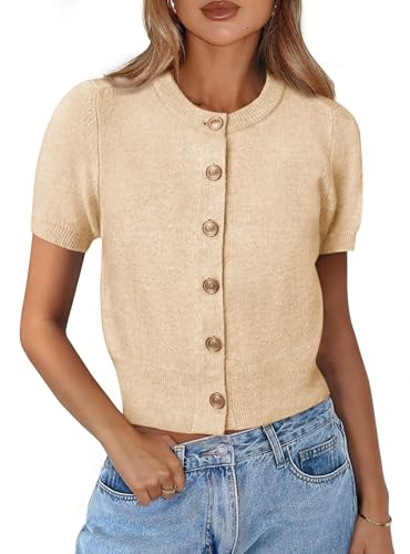 PRETTYGARDEN Womens Casual Summer Short Sleeve Cardigans 2025 Button Down Knitted Sweater Basic C... | Amazon (US)