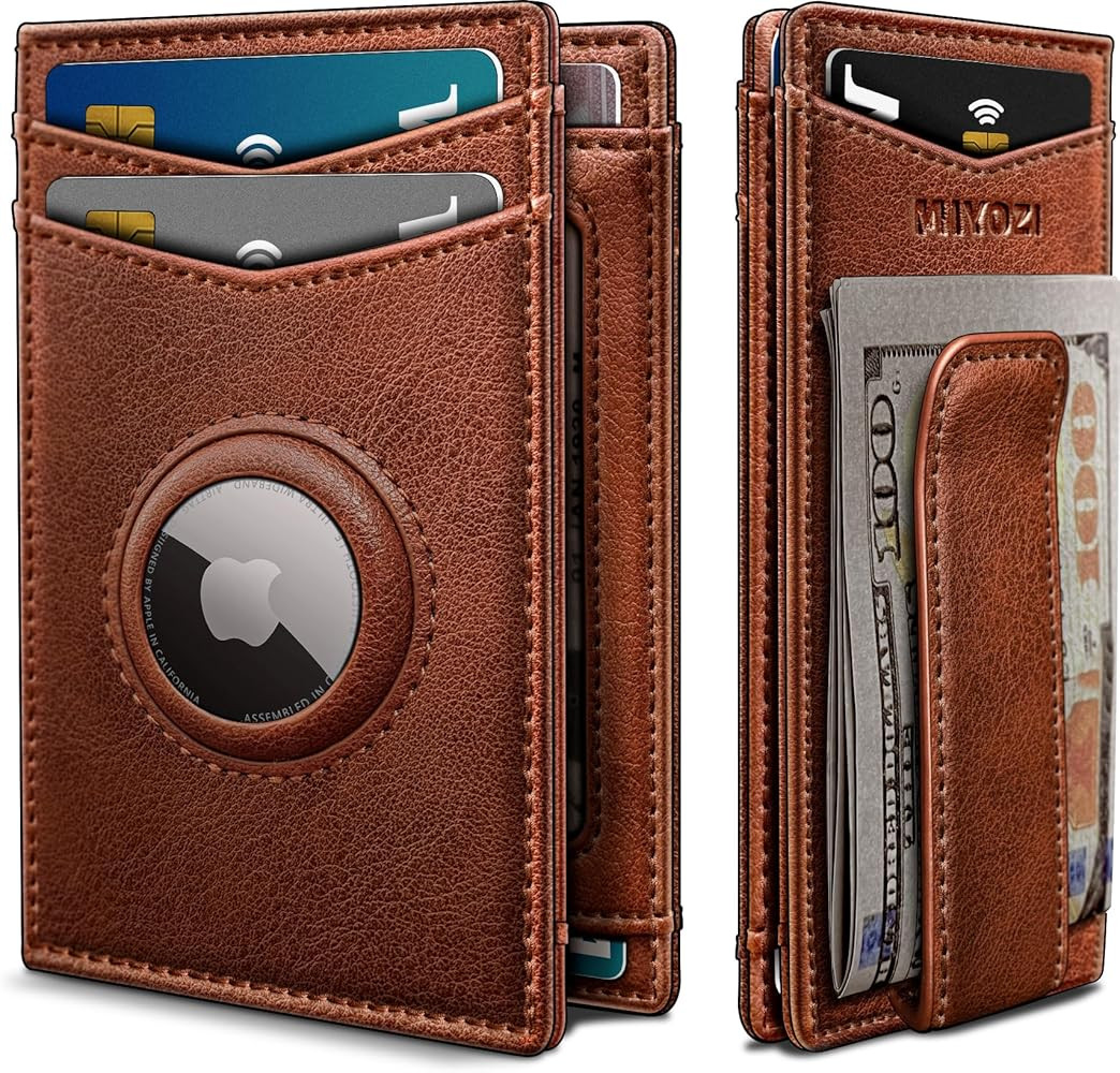 Airtag Wallet for Men 9-11Cards, with Money Clip ID Window Gift Boxed, Slim Genuine Leather Front... | Amazon (CA)