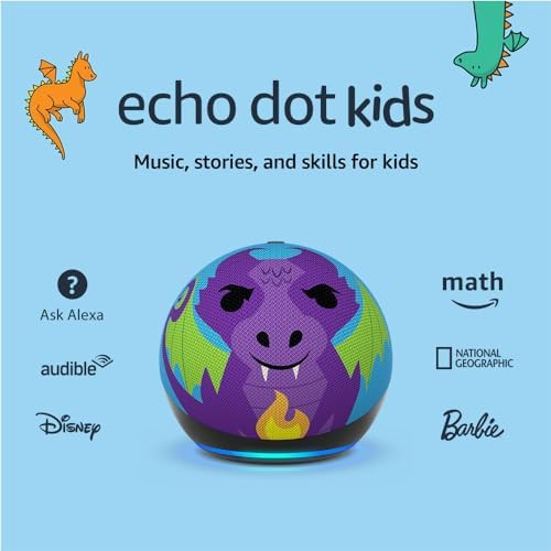 Echo Dot (5th Gen, 2022 release) Kids | Designed for kids, with parental controls | Dragon | Amazon (US)