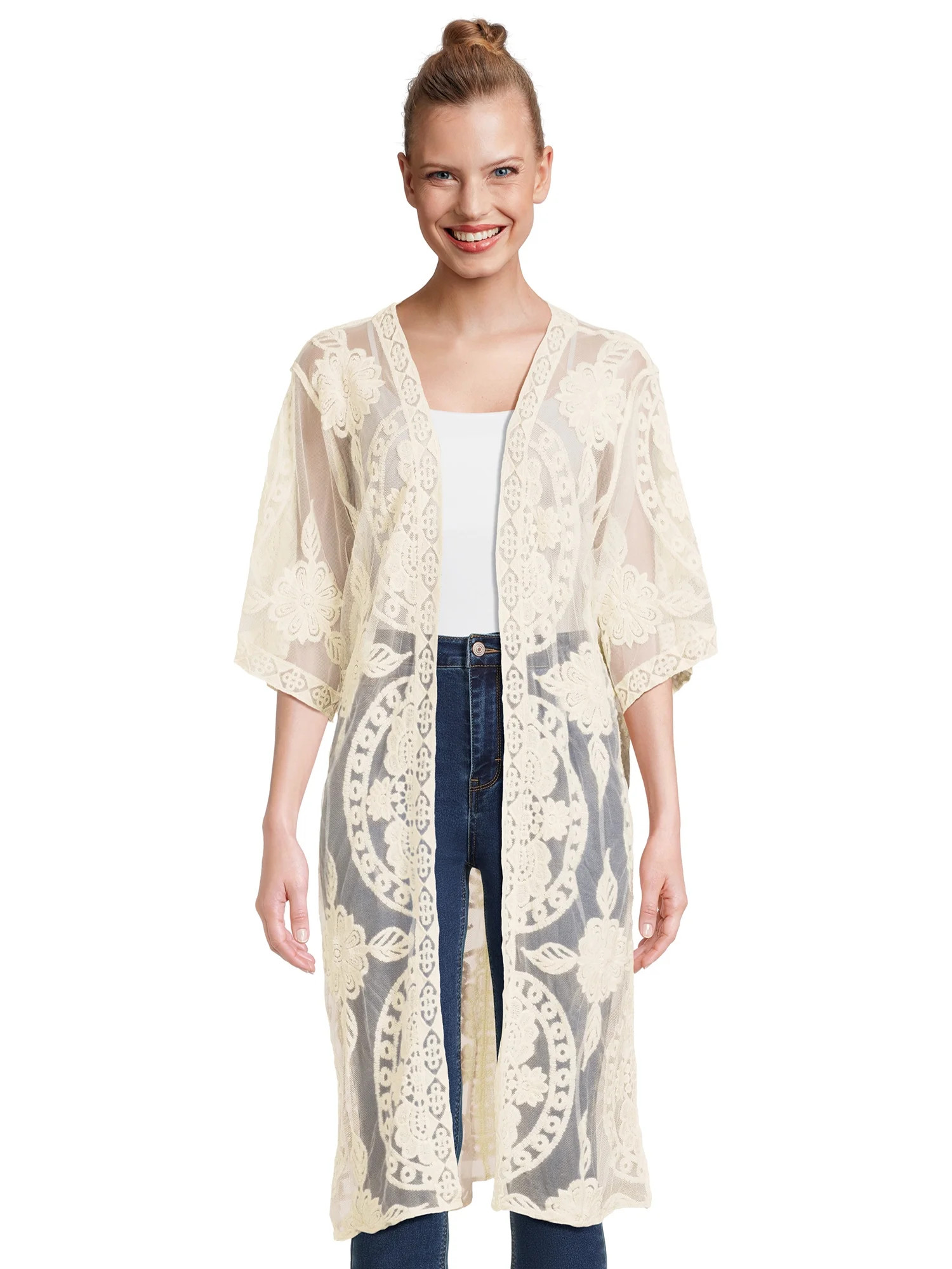 Time and Tru Women's Lace Layering Piece, S/M, Ivory - Walmart.com | Walmart (US)