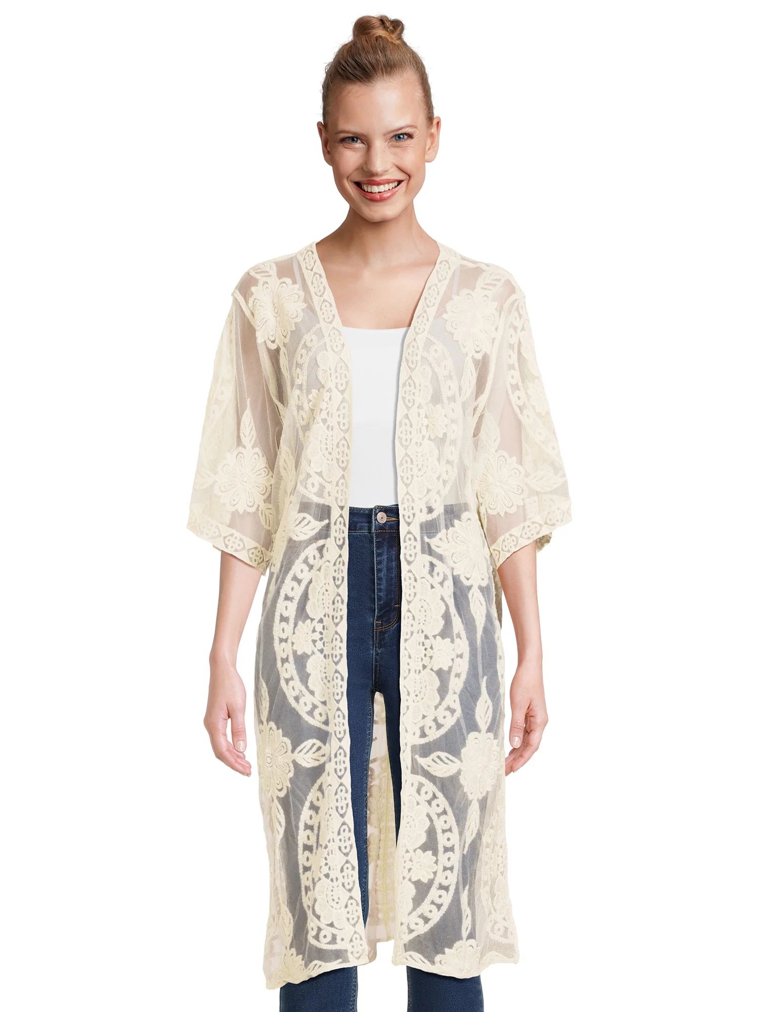 Time and Tru Women's Lace Layering Piece, S/M, Ivory | Walmart (US)