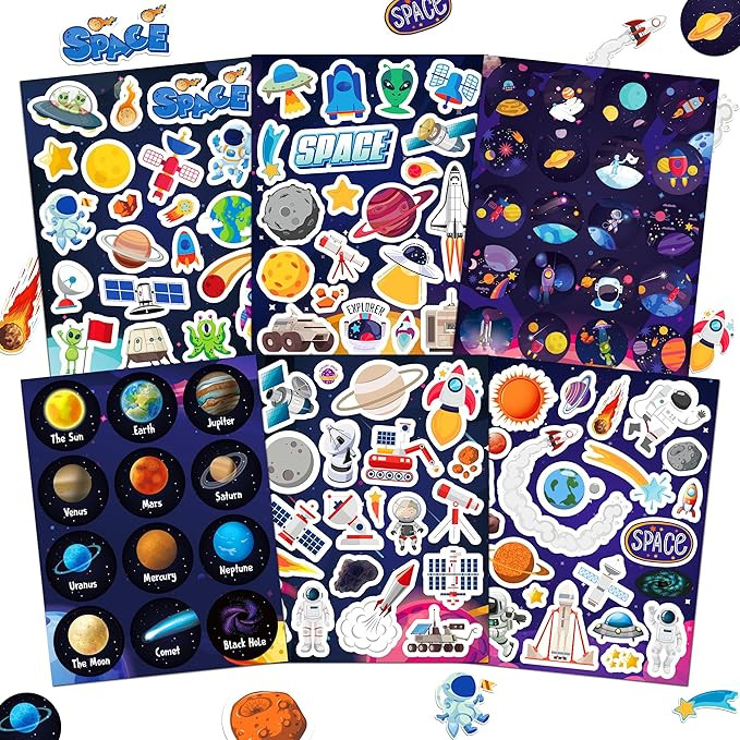 LINAYE 48 Sheets Space Stickers for Kids, 960 PCS Solar System Planets Outer Stickers for Classro... | Amazon (US)