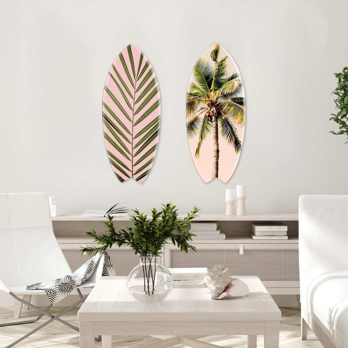Blush Palm Skimboard - 2 Piece Set | Oliver Gal | Oliver Gal