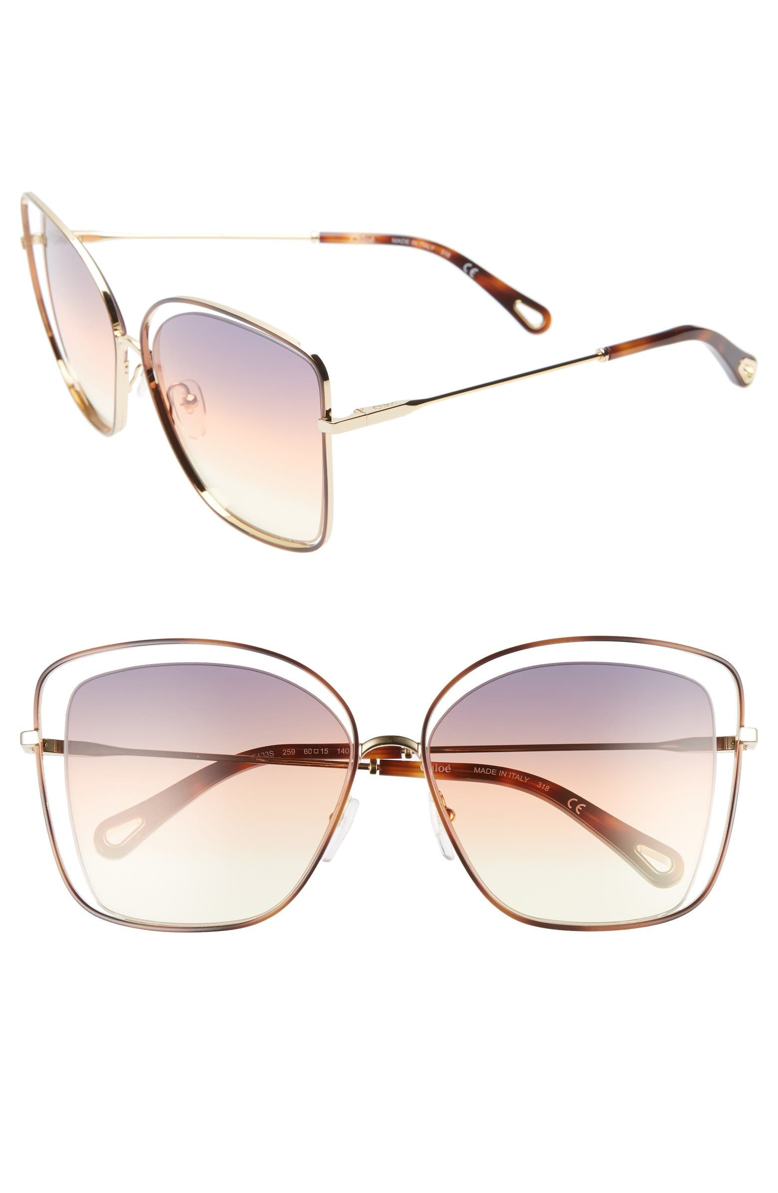 60mm Halo Frame Sunglasses | Nordstrom | Nordstrom