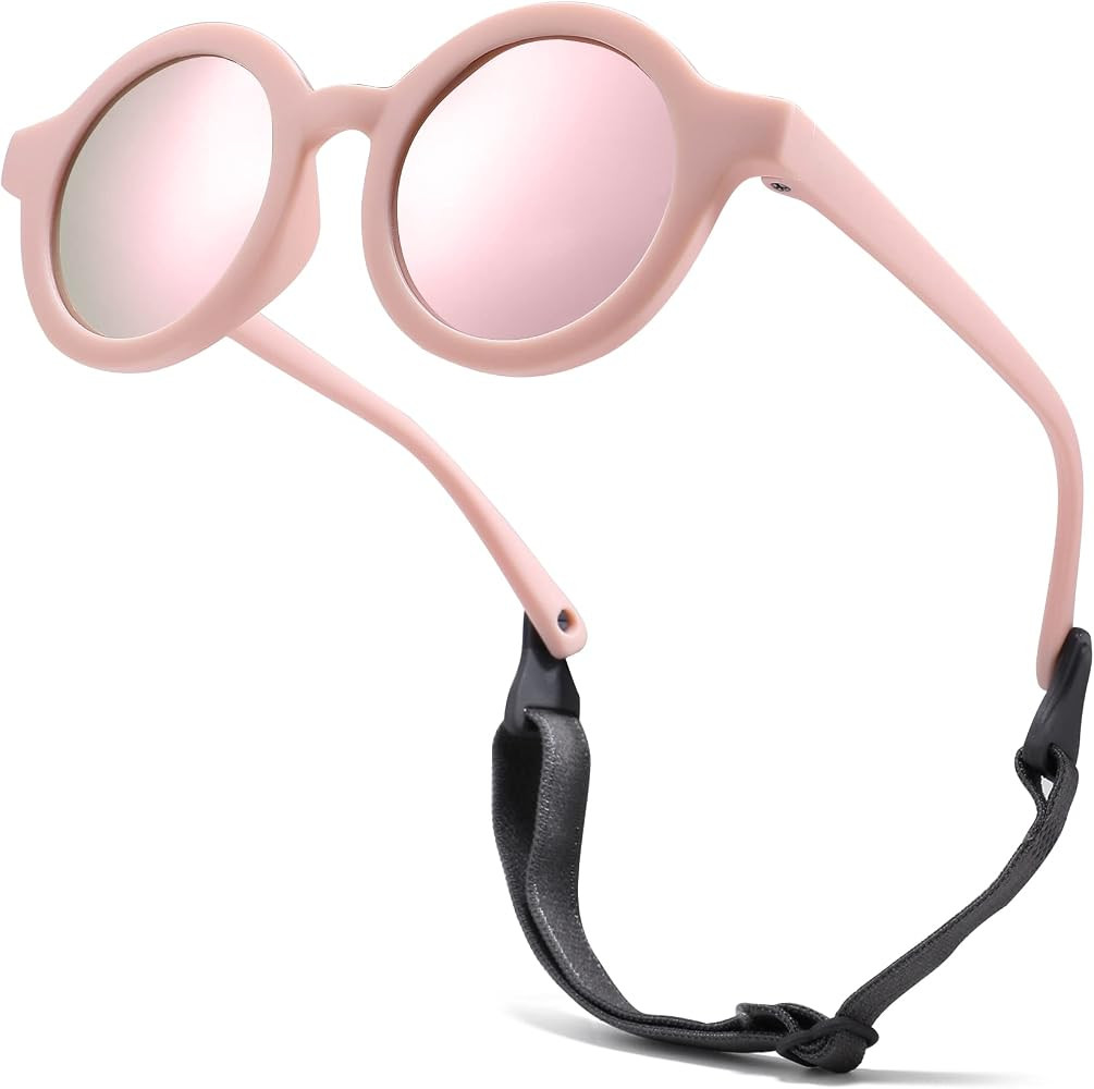 COASION Baby Polarized Round Sunglasses Flexible Rubber Shades with Strap for Toddler Newborn Inf... | Amazon (US)