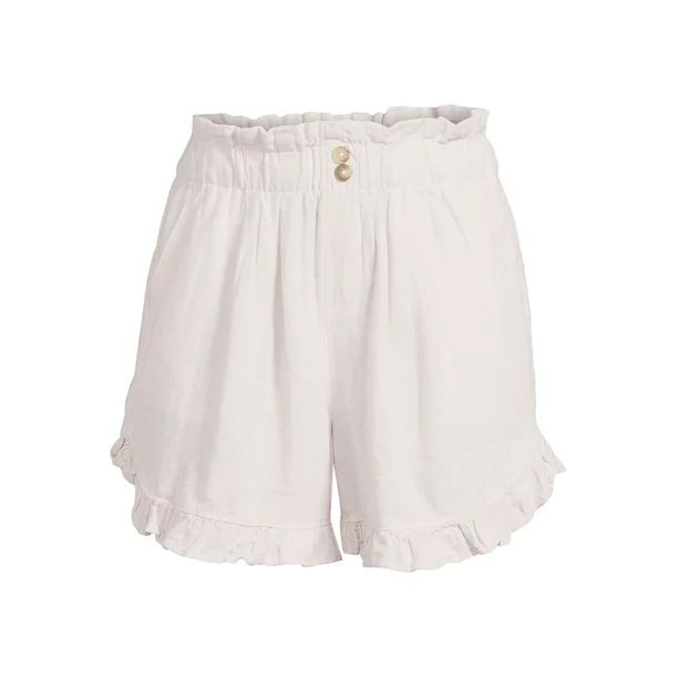 Time and Tru Women's Linen Ruffle Shorts - Walmart.com | Walmart (US)