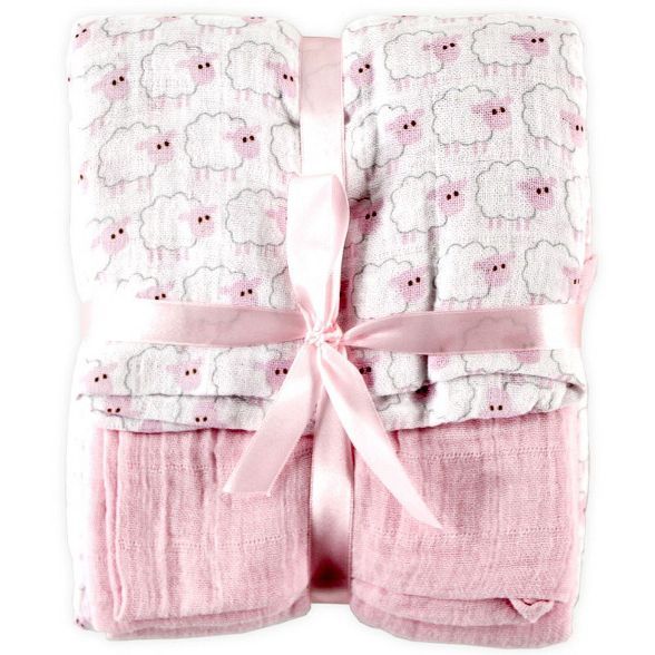 Hudson Baby Infant Girl Cotton Muslin Swaddle Blankets, Pink Sheep, One Size | Target